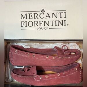 Mercanti Fiorentini Burgundy Suede Driving Moccasins Loafers Shoes Sz 7 M